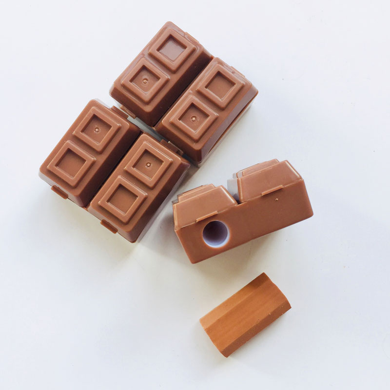 1X Creatieve Chocolade Met Gum Puntenslijper Voor Potloden School Student Briefpapier Decoratie