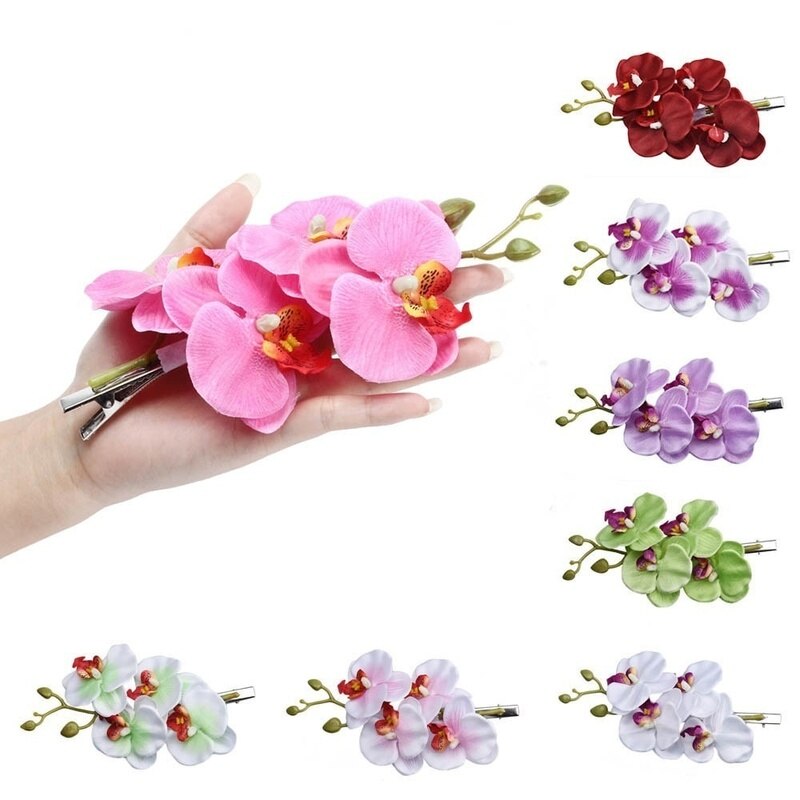 1 stk brud brudepige hår blomst hårnål sommerfugl orkidé hår hår ornament blomst hår tilbehør makeup farve tilfældig