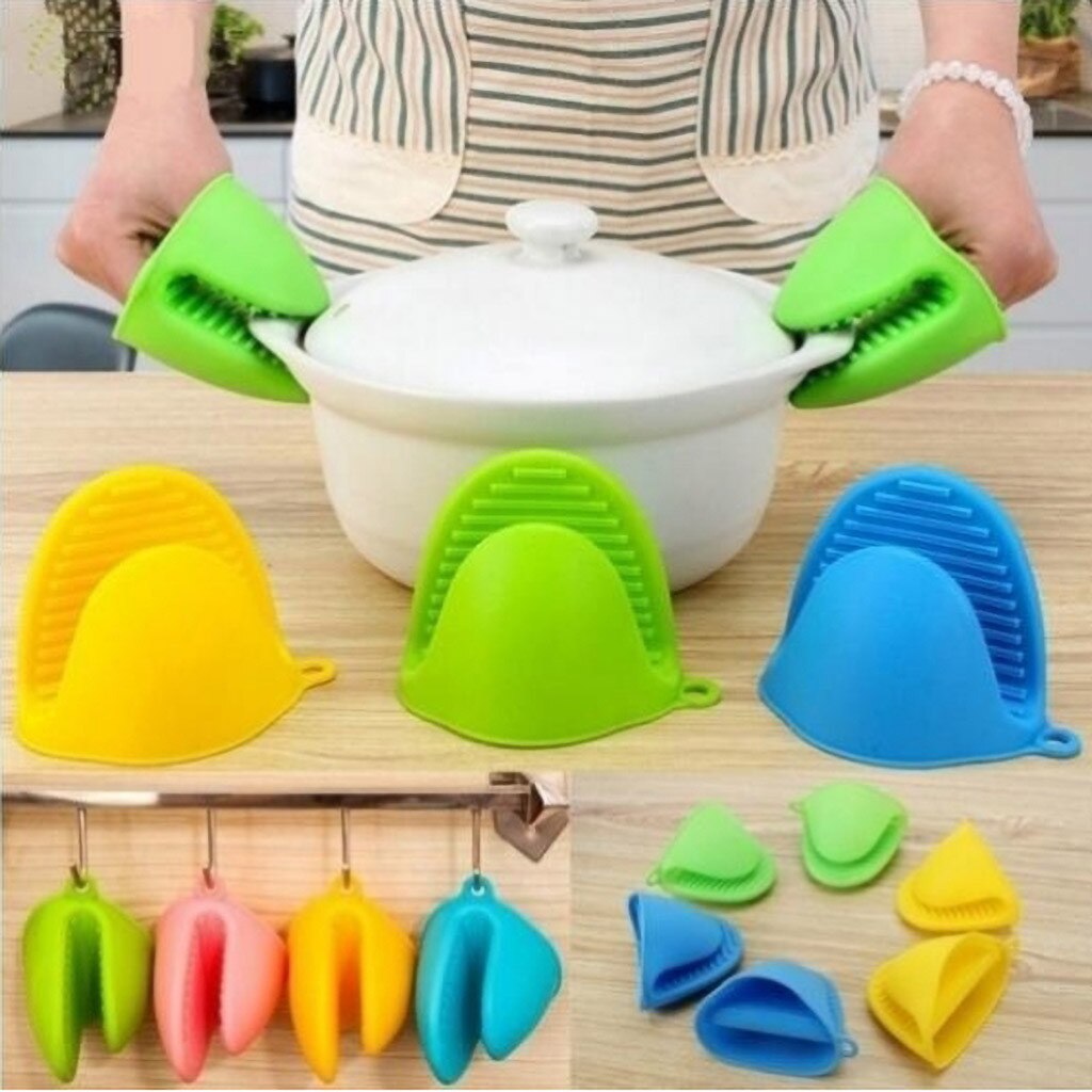 Insulation Clips Kitchen Silicone Heat Resistant Gloves Non Stick Anti-slip Pot Holder Clip Cooking Baking Microwave Oven Mitts