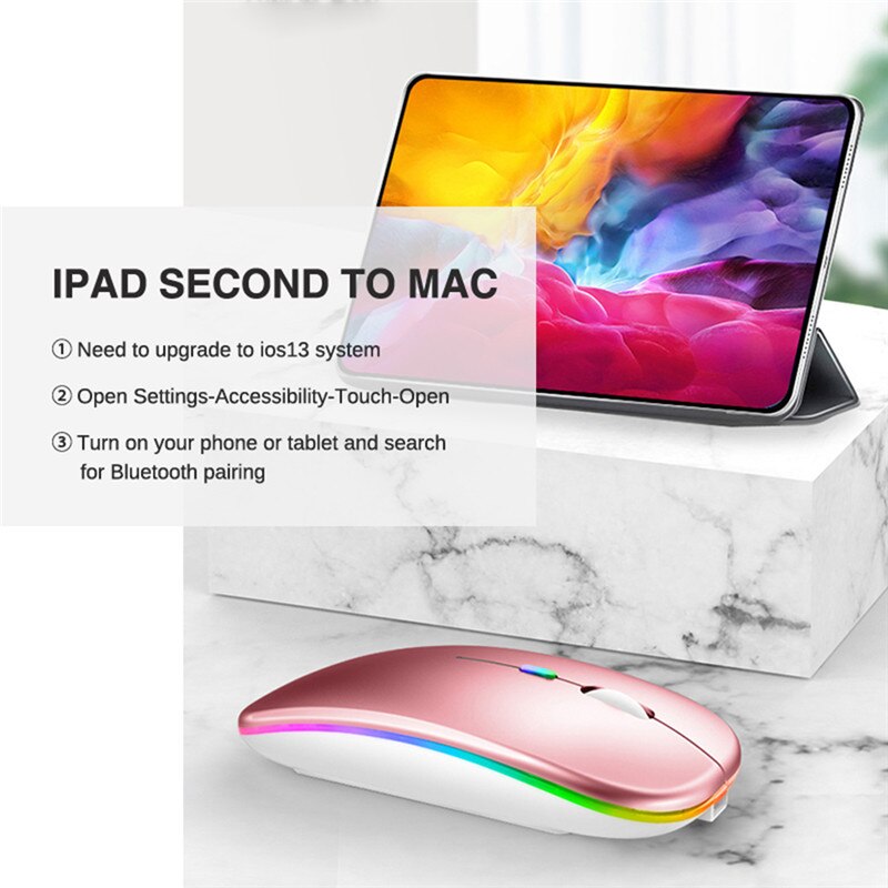 Trådløs mus super lydløs dual mode bluetooth 5.1 + 2.4gh genopladelig 1600 dpi ergonomisk spil til computer pc bærbar computer