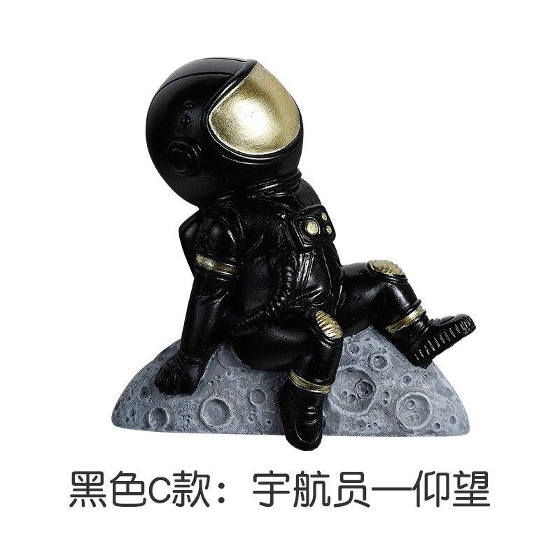 Astronaut switch indsæt astronaut socket dekoration klistermærke familie vægklistermærke moon resin 3d stereo socket klistermærke: Sort c