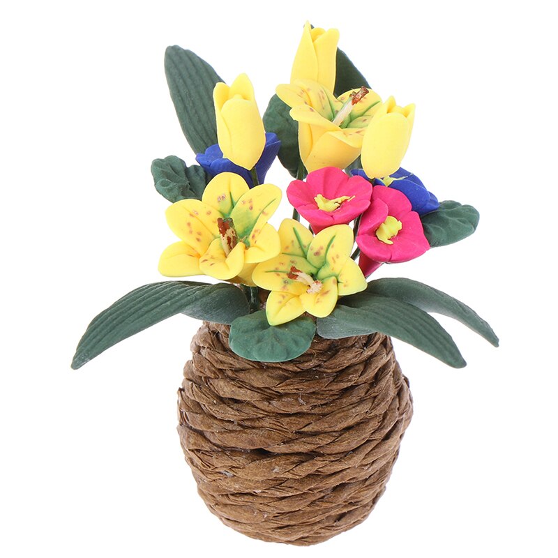 1:12 DollHouse Miniature lily Flowers Ornament Mini Potted Plant Flowers Pot Decor