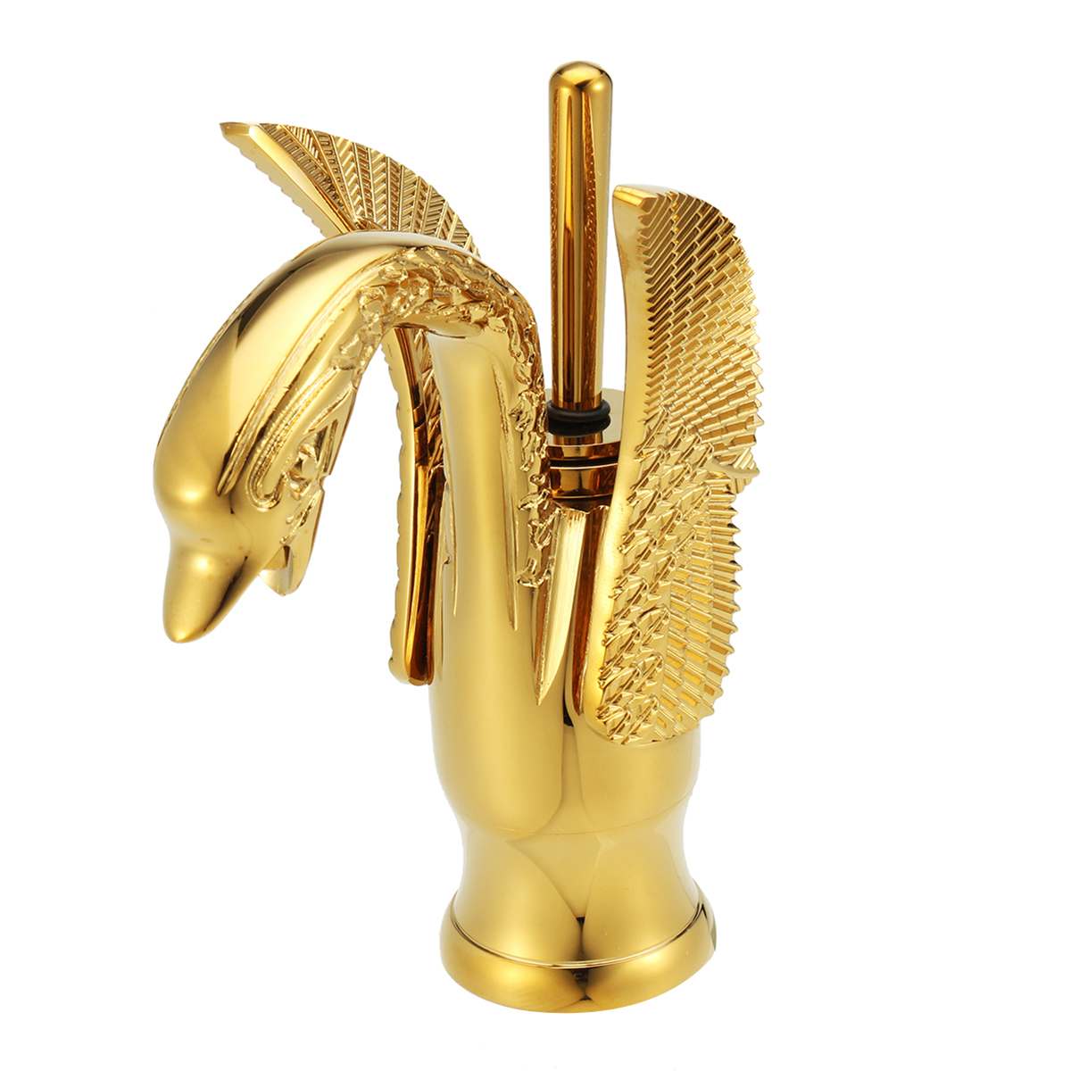 Gold Brass Swan Basin Faucet Arch Brass and Cold Taps Gold Plated Single Hole Tap Luxury Wash Mixer Taps: gold