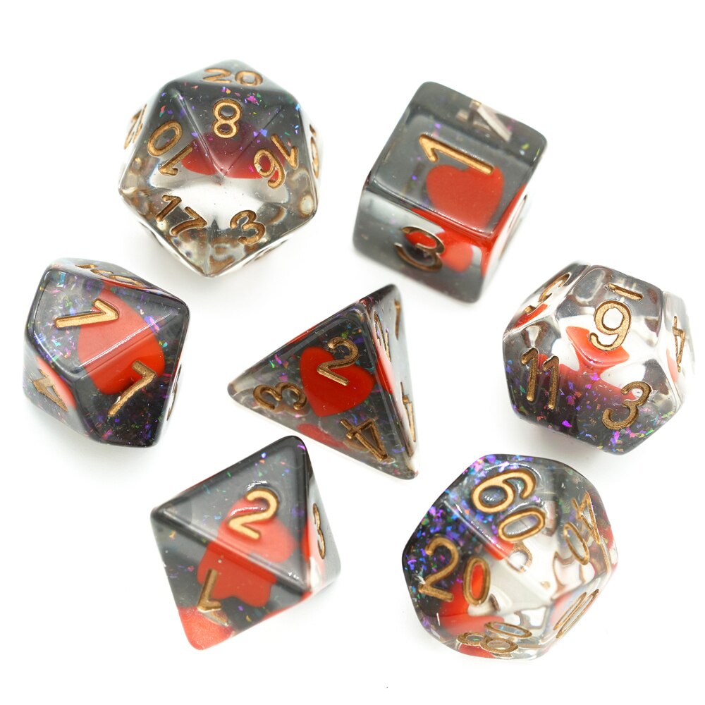 7 pçs/set dnd dados preenchido com terno de poker d & d dados polyhedral jogos conjunto de dados para jogos de mesa mtg rpg