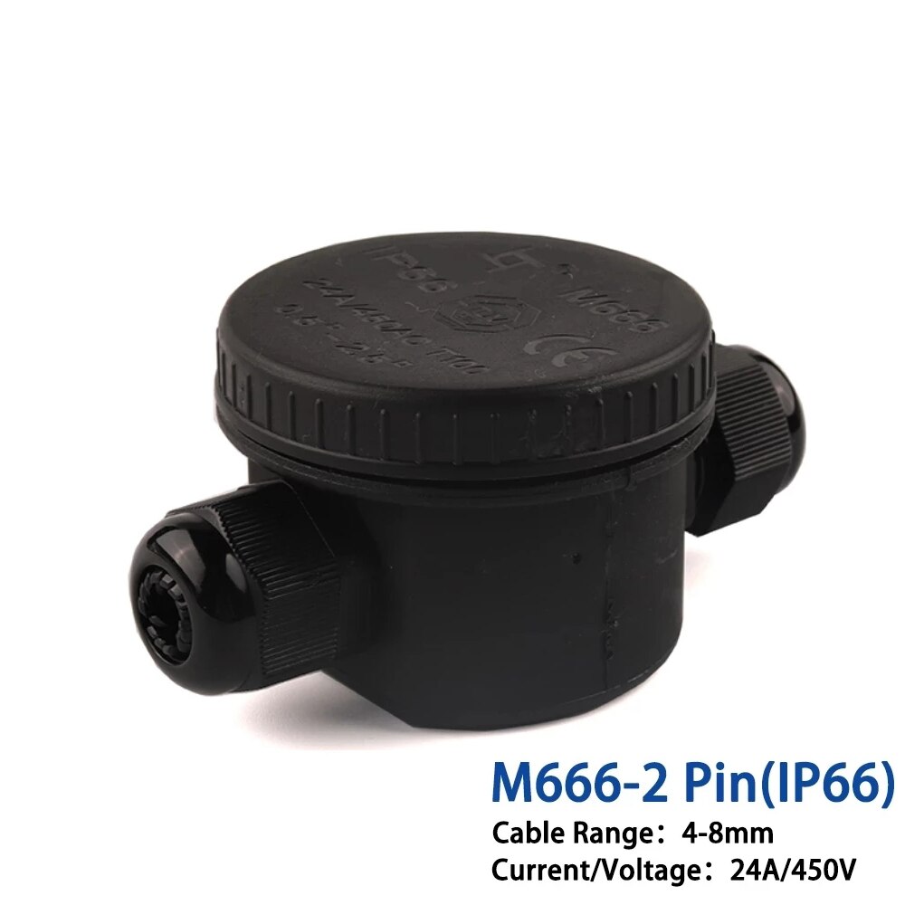 2 Way Outdoor Waterproof Electrical Cable Wire Connector Round Junction Box IP66 With Terminal Light Accessories 24A/450V