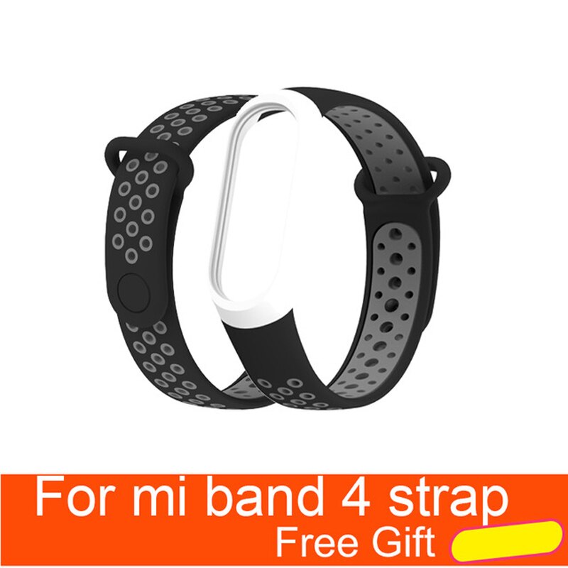 Per Xiao mi mi fascia 4 Cinghia di Accessori per Articoli Elettronica smart sostituzione impermeabile Doppio Braccialetto Del Silicone Di Colore per mi Band4 NFC cinturino Da POLSO: black gray