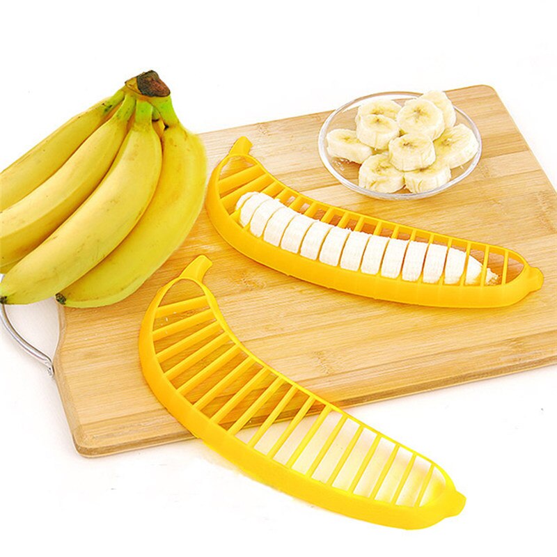 Kitchen Gadgets Plastic Banana Slicer Cutter Fruit Vegetable Tools Salad Maker Cooking Tools Kitchen Cut Banana Chopper