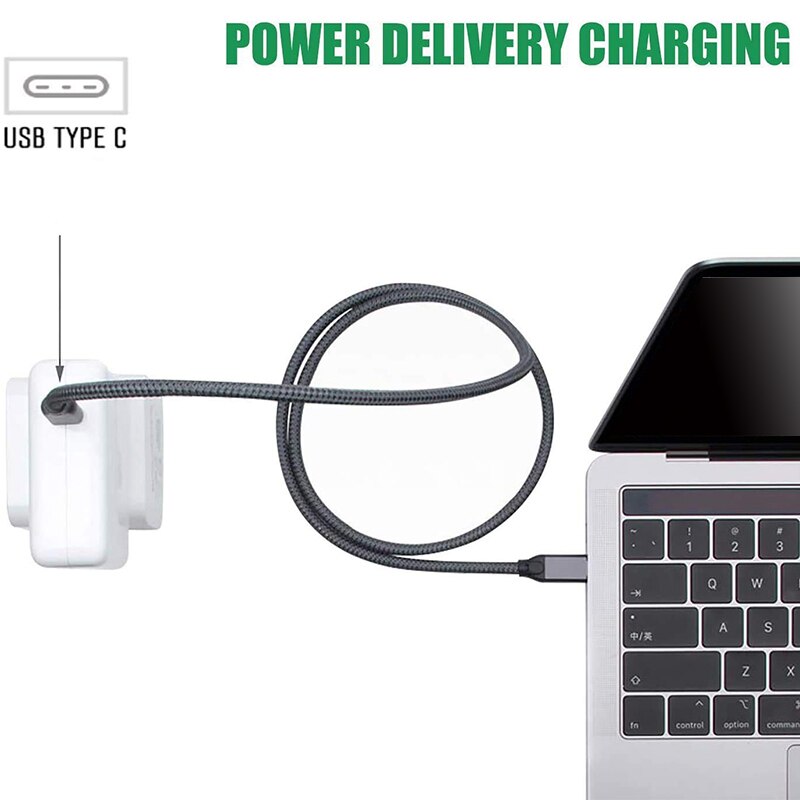 USB C Cable (2-Pack) - 100W 5A USB 3.1 Gen 2 Type-C PD Fast Charging Braided for VR, Cameras, Mobile Storage