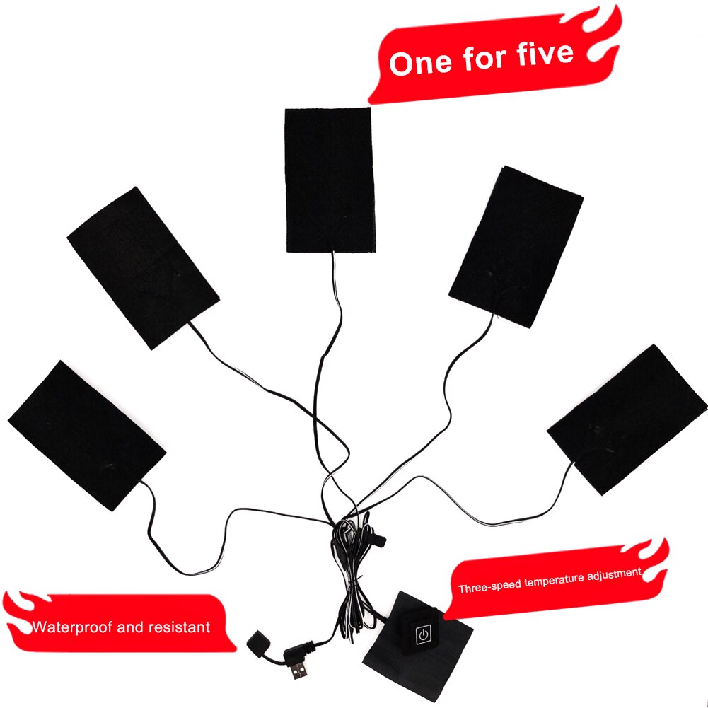 USB Electric Charged Heating Jacket Winter Three-level Thermostat Outdoor Warm Heated Vest Pad DIY Heated Clothing Waterproof