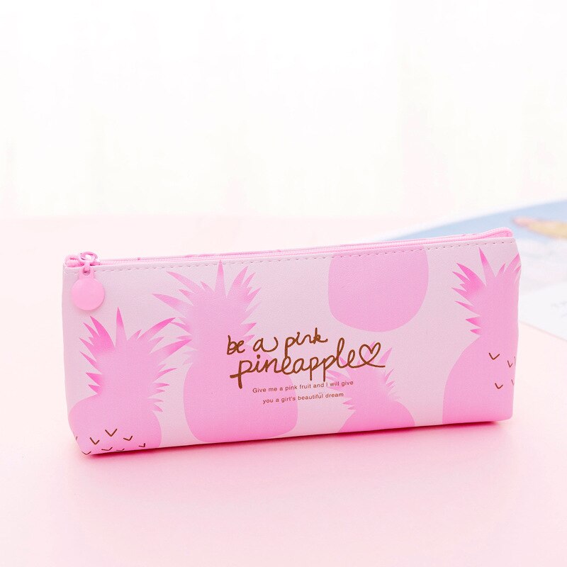 Cute pineapple pencil case cute pencil school case box pencil bag storage multifunctional big bag kit girl pen stationery: Style 01