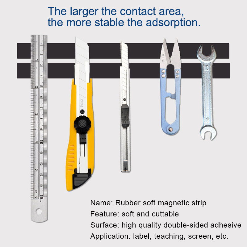 1/5/10 Meter Zelfklevende Rubberen Magneet Strip 10*1 15*1 20*1 30*1mm Tape Rubber Koelkast Flexibele Magnetische Strip Voor Thuis