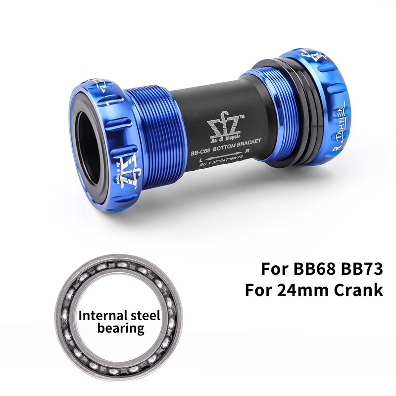 MUQZI Bicycle Bottom Bracket BSA BB68/73mm Thread BB90/92 Press Fit MTB Road Bike Ceramic Bottom Bracket For 22/24mm Crankset: BB68-73 Steel Blue