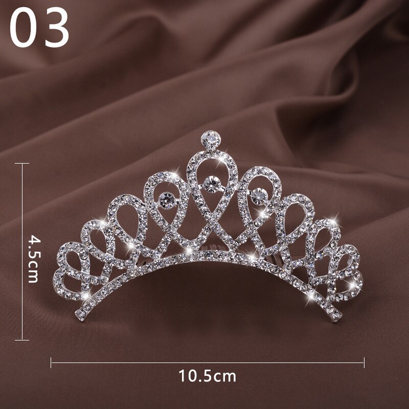 Prinzessin Krone für Mädchen Zeigen Braut Krone Tiara Diadem Silber Farbe Kristall Blumen Hochzeit Braut Haar Zubehör Kopf Schmuck: 3