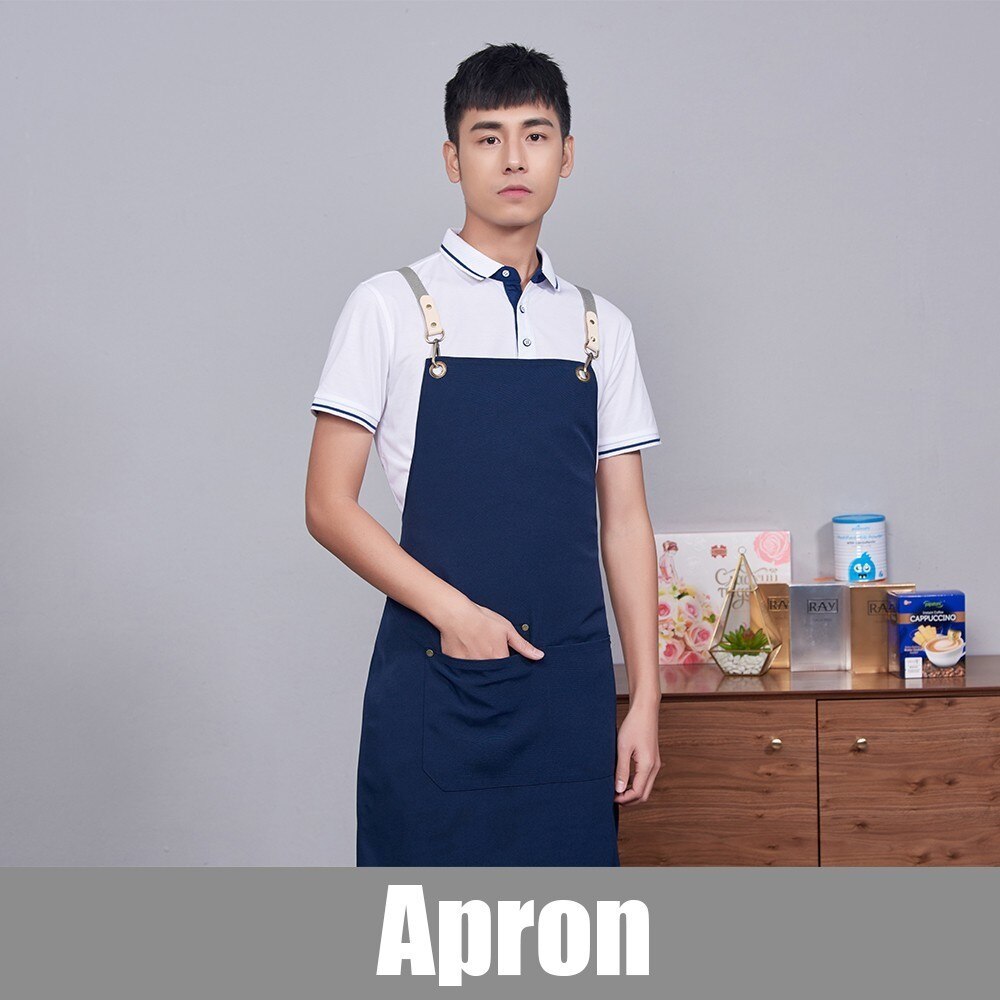 Canvas Pocket Hanging Neck Unisex Kitchen Cooking Apron Barbecue Cafe Baking Apron Beautician Hairdressers Salon Work Apron: Apron 4