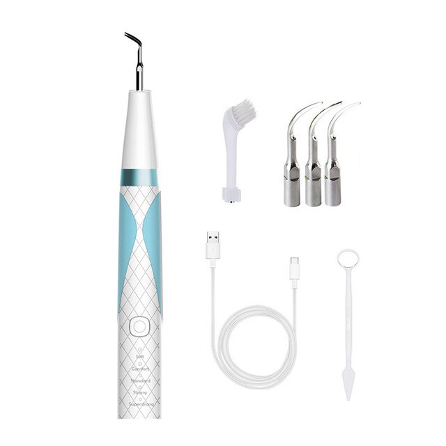 Ultrasonic Dental Calculus Plaque Remover Electric Tooth Scraper Cleaner Tartar Remove Dental Calculus Ultrasonic Teeth Cleaning: blue