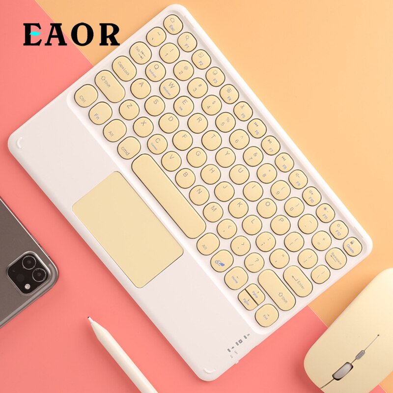 EAOR Portable Bluetooth Keyboard with Touchpad for iPad Tablet Laptop Mute Cute Wireless Keyboard Mouse Combos for Android iOS