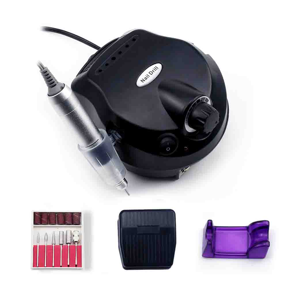 Pulidora eléctrica para uñas, 32W, 35000RPM, con pantalla de visualización de velocidad, lima de uñas eléctrica de , cortador de manicura: 202 black