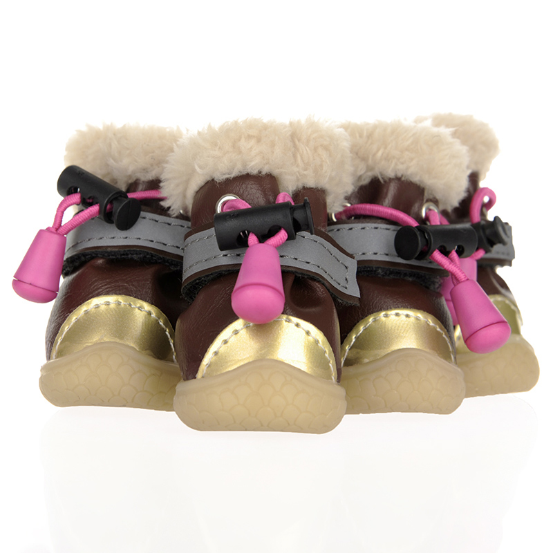 Hoopet Huisdier Laarzen Dog Schoenen Puppy Winter Warm Katoen Laarzen Vier Kleuren Dog Schoenen Warm: brown / 4