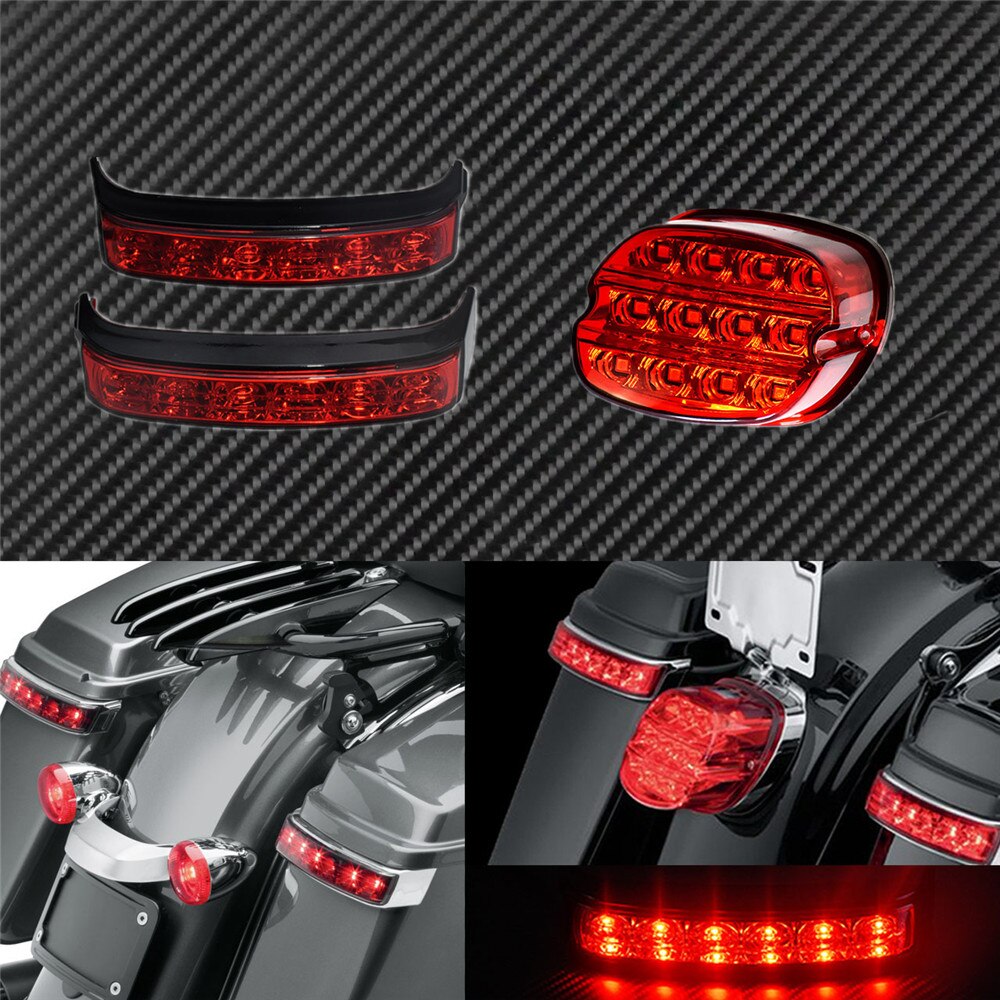 Bolsa para SILLÍN de motocicleta, luces intermitentes traseras, luz trasera LED de freno, luz trasera para Harley Touring RoadKing FLHR FLHT FLHX