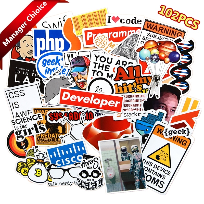 100 Pcs Internet Programmering Stickers Voor Laptop Programer Wetenschap Js Php Taal C Cloud Docker Ontwikkelaar Sticker