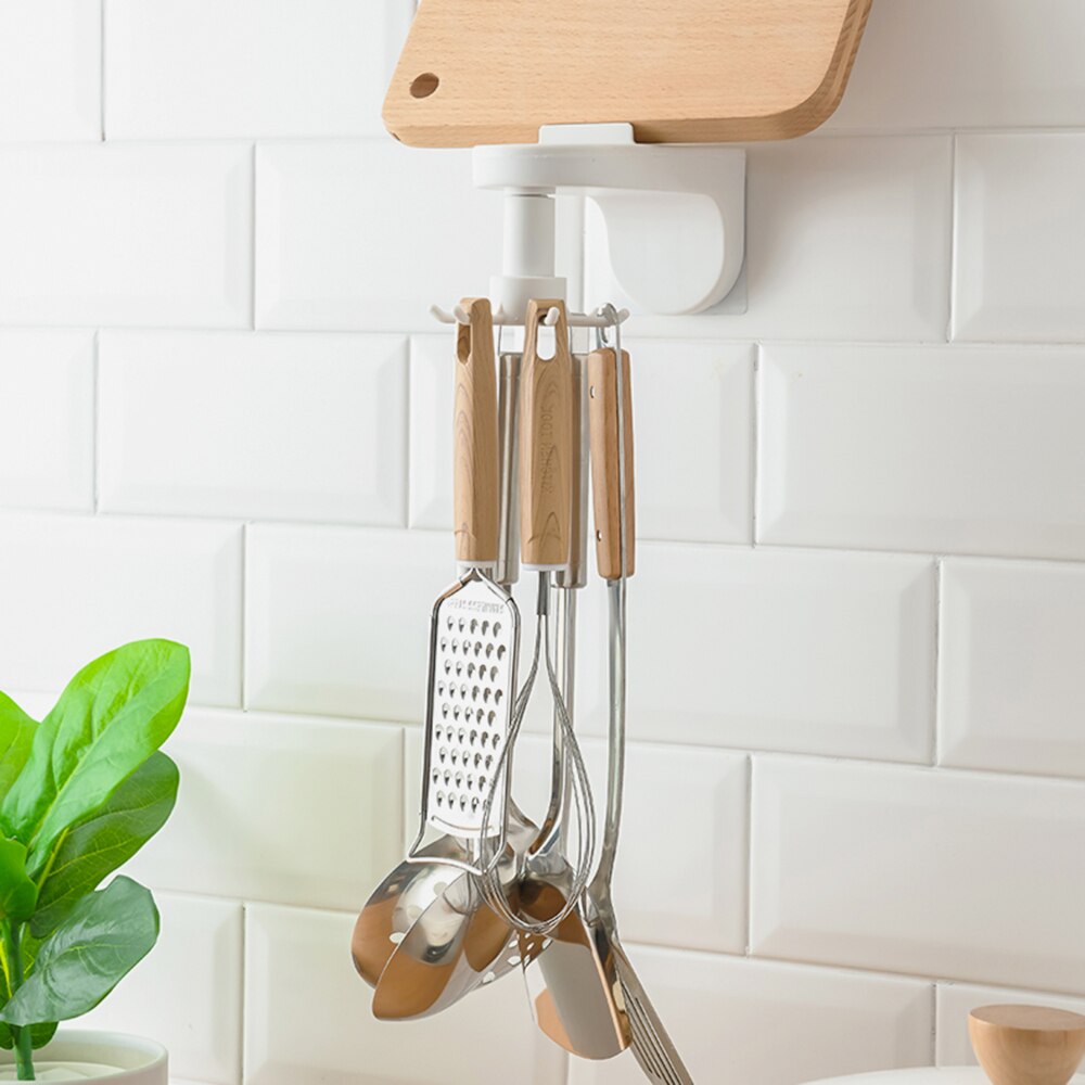 360 degrés crochet rotatif auto-adhésif support de rangement salle de bain organisateur mural support suspendu accessoires de cuisine