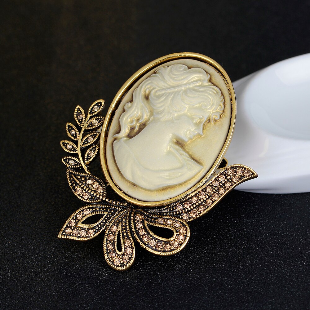 Crystal Rhinestones Cameo Vintage Broches Voor Vrouwen Queen 'S Cameo Beauty Hoofd Broche Pin Kleding Accessoires Meisjes