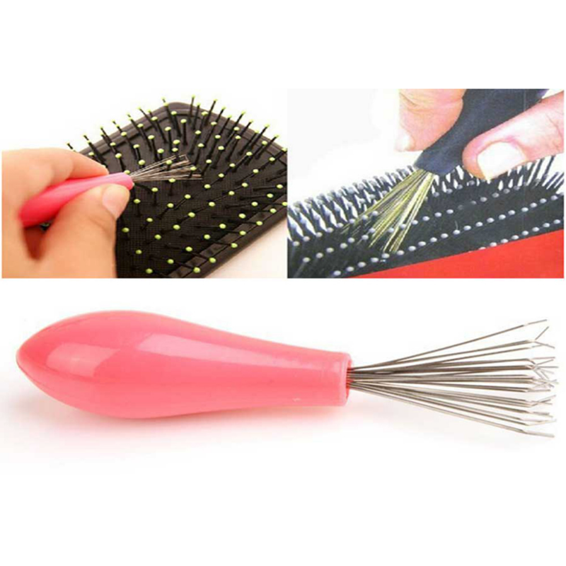 Limpiador de cepillo de pelo con peine, mango de plástico, removedor de cepillo de limpieza, herramientas de belleza integradas, productos de limpieza, suministros de limpieza