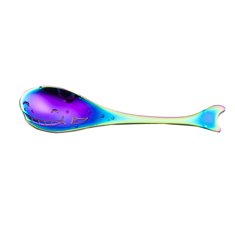 Vacclo cartoon walvis dolfijn koffie roerlepel roestvrij staal taart kind dessertlepel keuken beker servies decoratie: Kleurrijke walvis