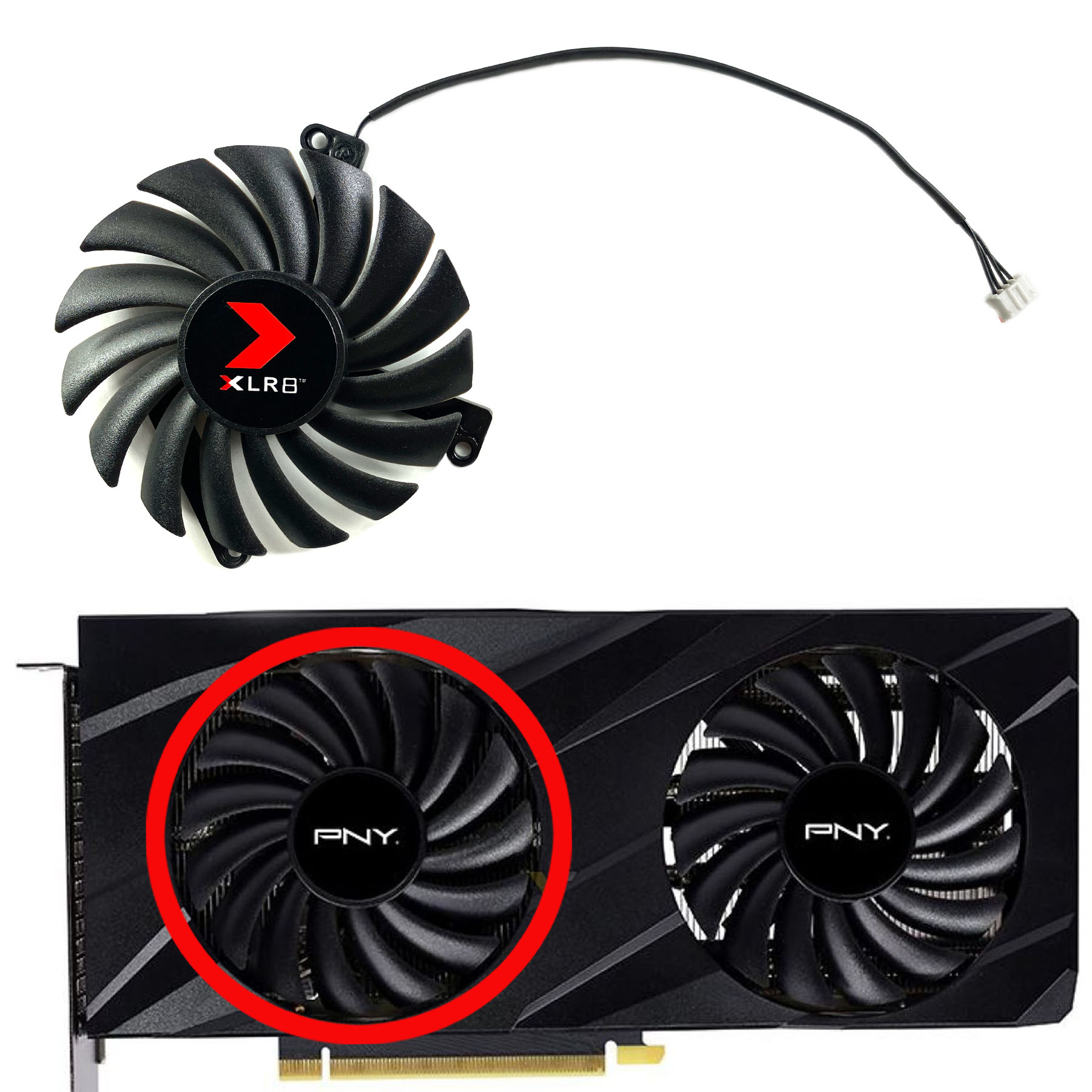 für PNY GeForce RTX 3060 3060ti VERTO Dual Fan Grafikkarte Ersatz Lüfter CF-12910S: Gold