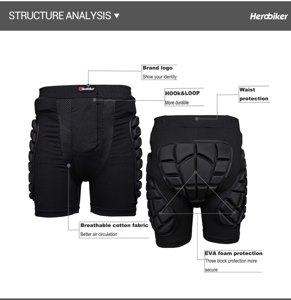 HEROBIKER-pantalones cortos de motocicleta para deportes al aire libre, Protector de cadera, Armadura de esquí, Snowboard, Skate, pantalones cortos de Motor