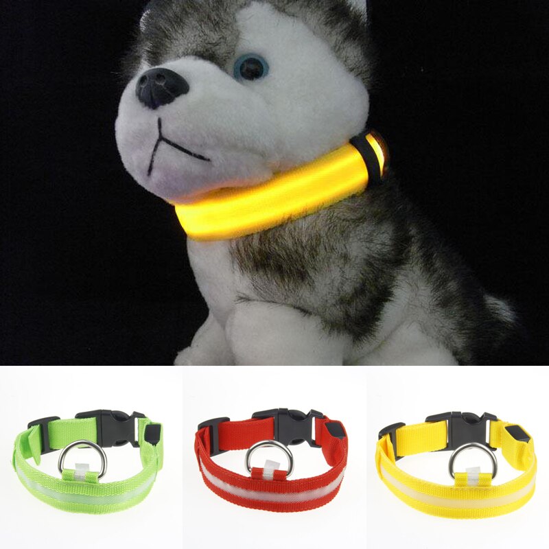 Nylon Led Huisdier Halsband Nacht Veiligheid Flashing Glow In The Dark Hondenriem Honden Lichtgevende Fluorescerende Halsbanden Dierbenodigdheden