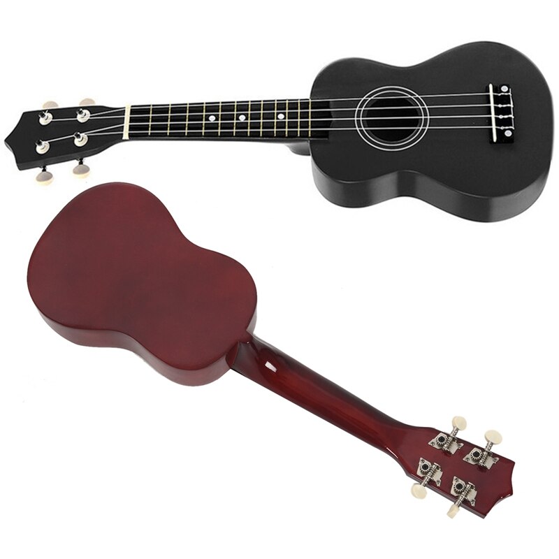 2 Set 21 Inch Sopraan Ukulele 4 Strings Hawaiian Gitaar Uke + String + Pick Voor Beginners Kid -natuurlijke & Zwart