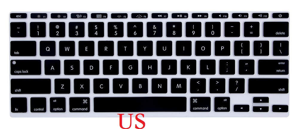 EU US Soft Silicon Keyboard Skin for Macbook Air 11 Keyboard Cover A1465 A1370 Keyboard Skin Film Protector: US-Black