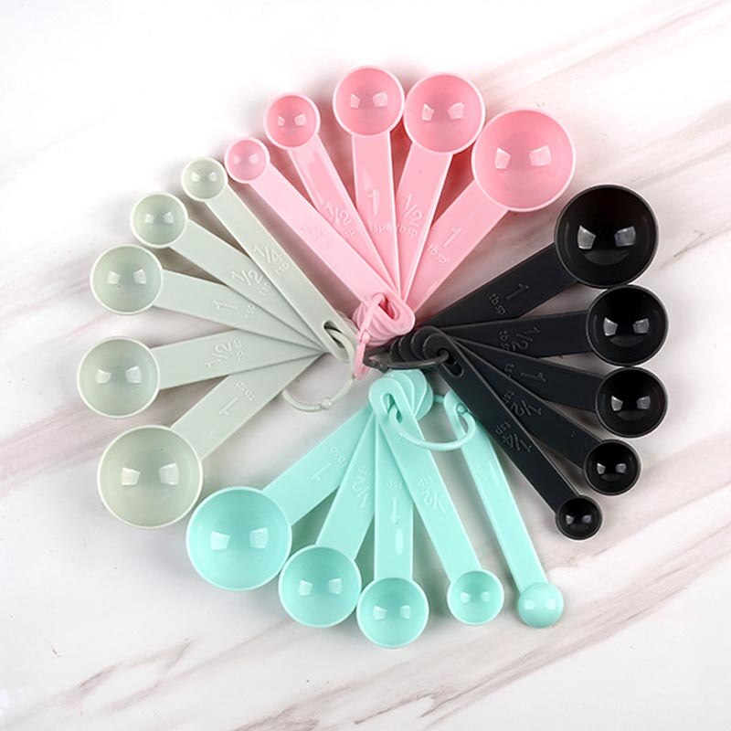 10Pcs/Set Kitchen Measuring Spoons PP Plastic DIY Baking Supplies Portable Pure Color Stackable Combination