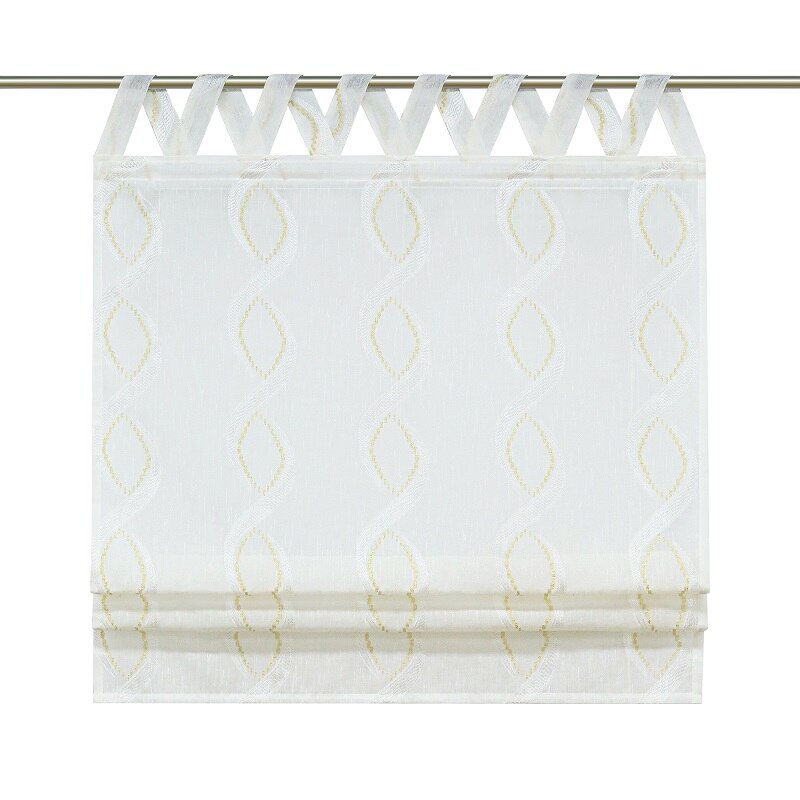 Cortina romana de tul para cocina, decoración para sala de estar, ventana transparente, Panel de proyección de gasa, en espiral dorado: W100cm x H140cm