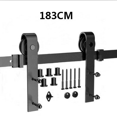 Scheune Tür Hängen Schiene Tür spleißen Kohlenstoff Stahl Scheunentor Rollen Schiebetür Schiene Bausatz Hardware- Hängen Spur Riemenscheiben HWC: 183cm