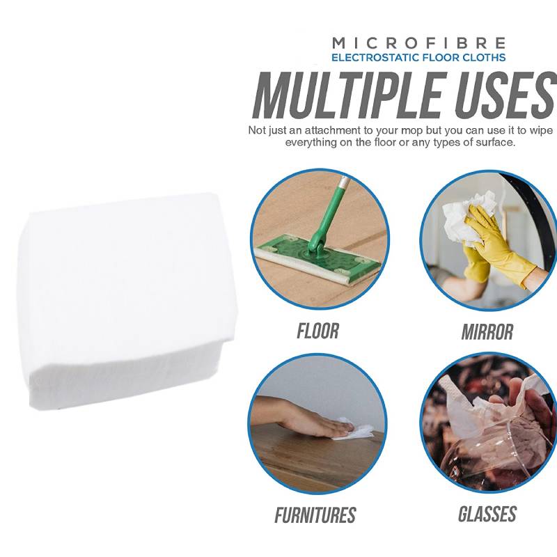 100 pz 20*30cm panni per pavimenti elettrostatici monouso in microfibra rimozione polvere Mocio carta salviette per la pulizia del pavimento per Mocio piatto girevole