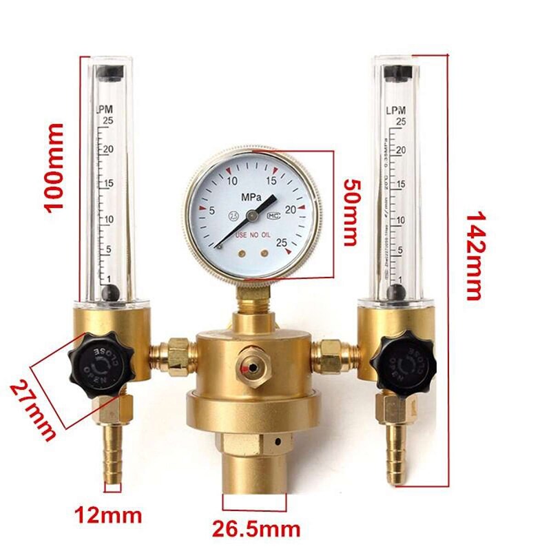 Double Tube Argon CO2 Gauge Pressures Regulator Flow Meter Control Valves Bubble Counter Flowmeter ALI88