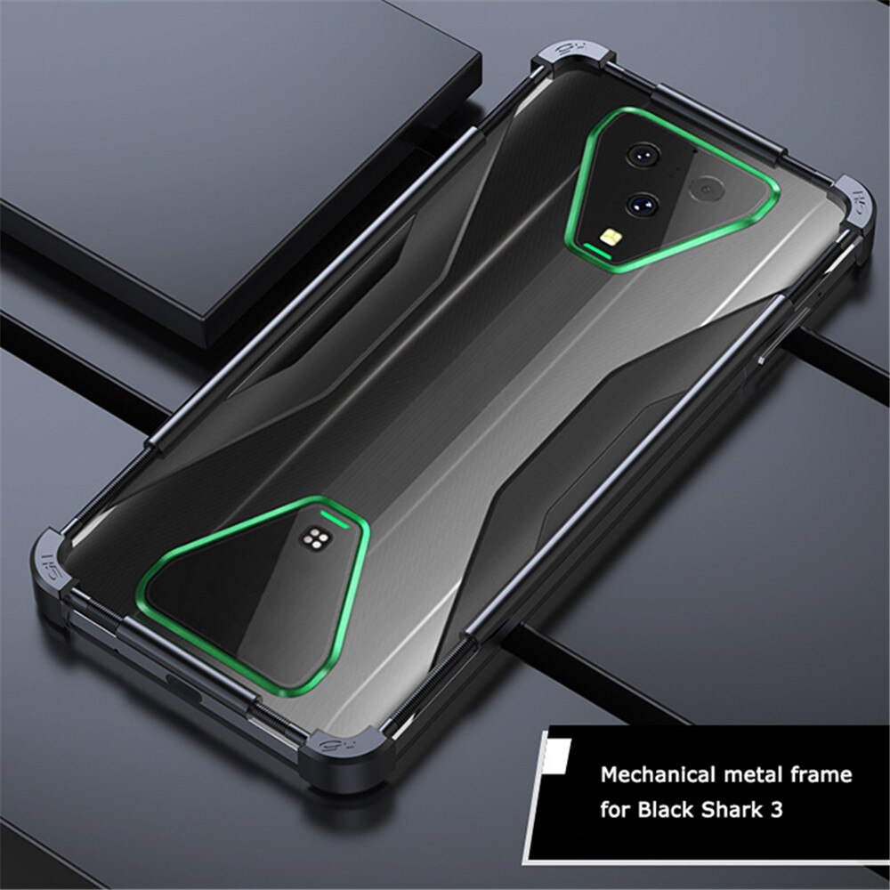 Telefondeksel for xiaomi black shark helo 2/ 3 pro metallbeskyttende bakdeksel anti ramme kant type: Svart hai 3