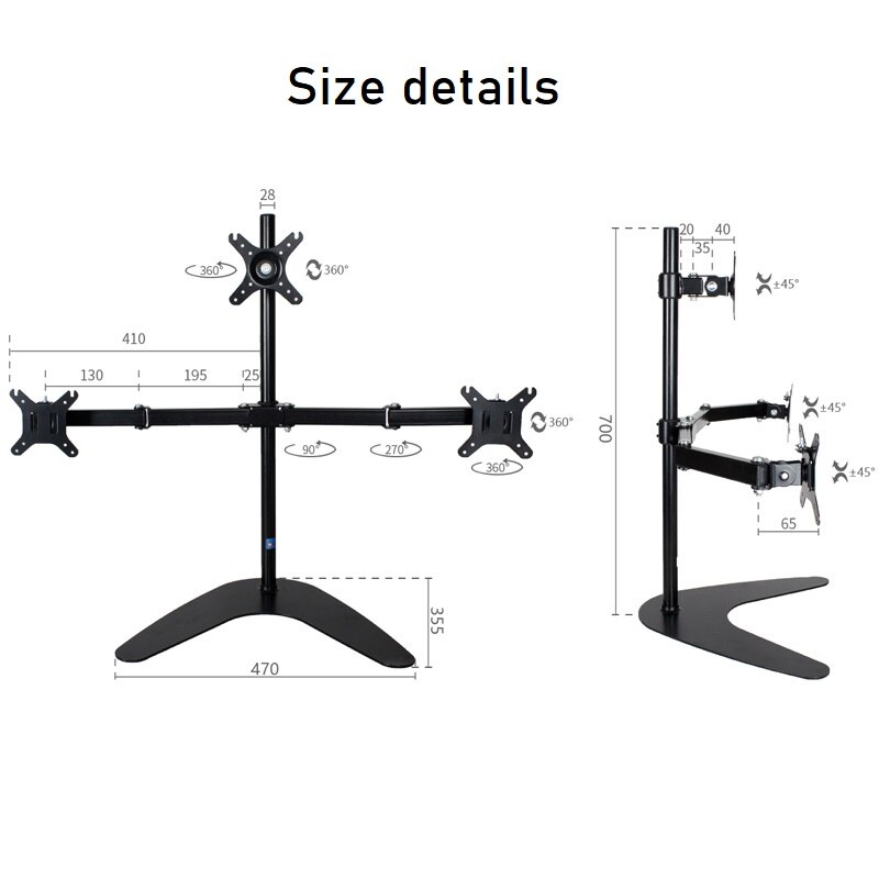 Soporte de pantalla para Monitor de escritorio de 14-27 pulgadas, brazo elevador para ordenador, 3 Pantallas, XT75