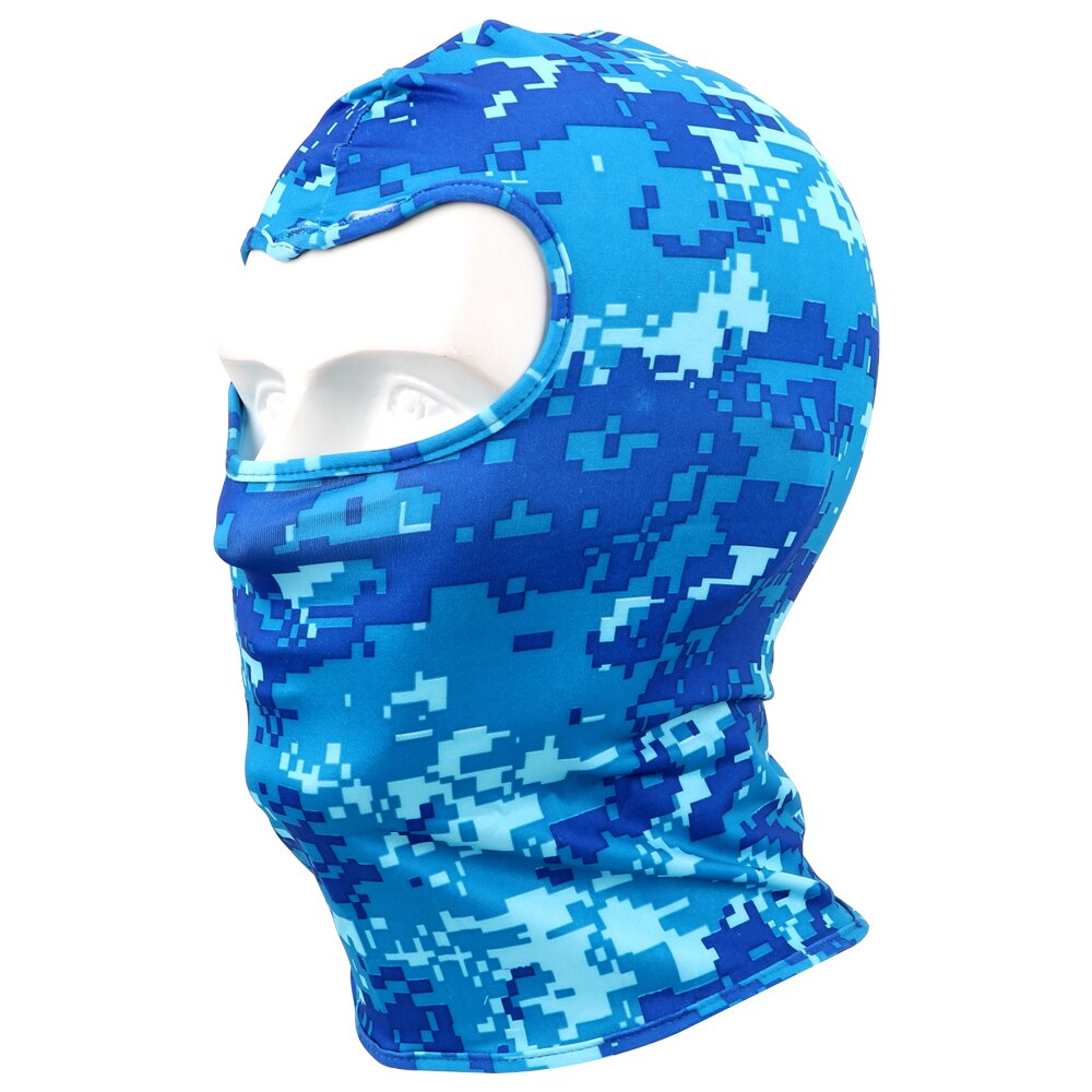 Mascarilla facial de LICRA suave de secado rápido para motocicleta, máscara transpirable de camuflaje para ciclismo, esquí, Snowboard, deportes, cara completa y cuello, gorro de viento: A Blue