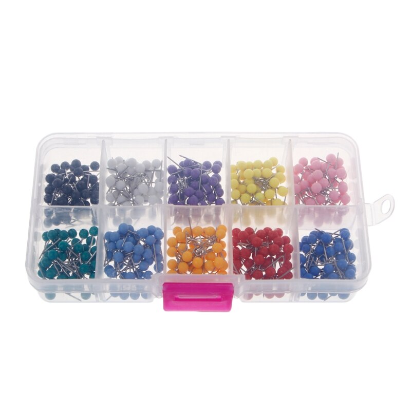 10 Kleuren Push Pins Ronde Plastic Kop Met Stalen Punt Diverse Kleurrijke Pins Office Bindtoebehoren