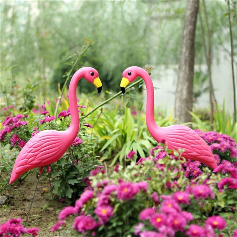 2 Stuks Plastic Simulatie Flamingo Tuindecoratie Flamingo Head-Up Modellen Home Yard Tuin Gazon Art Ornamenten Huwelijksceremonie