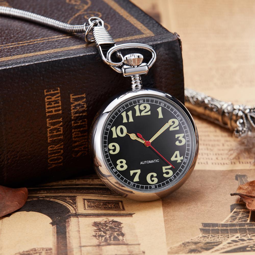 Reloj de bolsillo mecánico de plata de lujo para hombre y mujer, manecillas luminosas, Color dorado, números romanos, cadena Fob, automático, buen reloj, Rusia