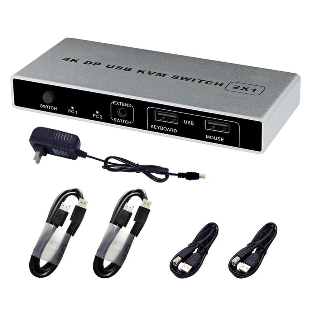 4K 60Hz Plug En Play Displayport Muis Ondersteuning Computer Controller Monitor Vga Stabiele Kvm Switch 1 Out Dual port Usb Aansluiting