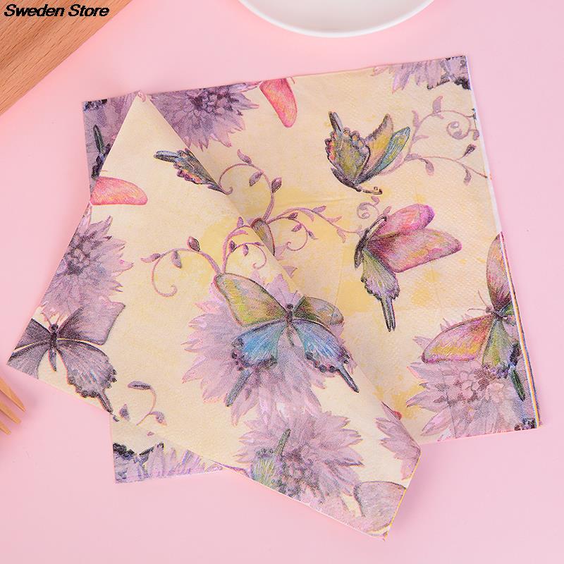 20 Stks/zak Servetten Papier Vlinder Decoupage Servet Papieren Tissue Voor Xmas Wedding Decor Party Tafel Levert