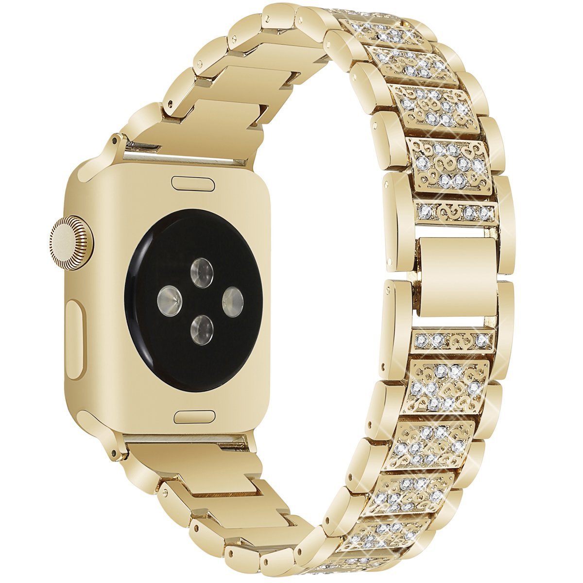 Bracelet en diamant scintillant pour Apple Watch Ultra 2 49mm, 46mm 40mm 45mm 44mm 41mm 42mm pour Iwatch série 10 9 8 7 6, Bracelet pour femmes: S / Brun clair
