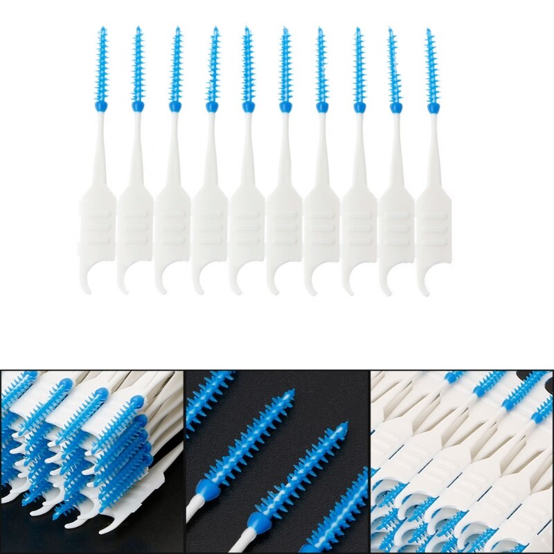 20-200 stk dobbelt tandtrådshoved hygiejne dental silikone interdental børste tandstikker 50jf