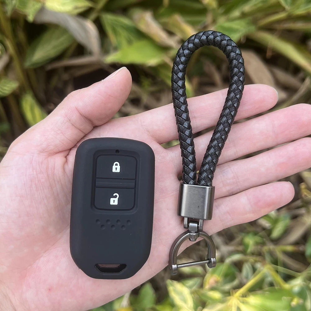 Funda de silicona para llave de coche de 2 botones, protección de la piel, soporte de carcasa de goma para Honda Vezel City Civic Jazz CRV Crider HRV Fit Freed: APRICOT