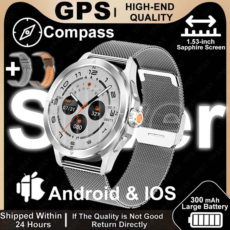 2025 novo s4 ultra relógio inteligente masculino amoled esporte ao ar livre nfc gps pista freqüência cardíaca à prova dwaterproof água bluetooth chamada smartwatch para xiaomi: YELLOW